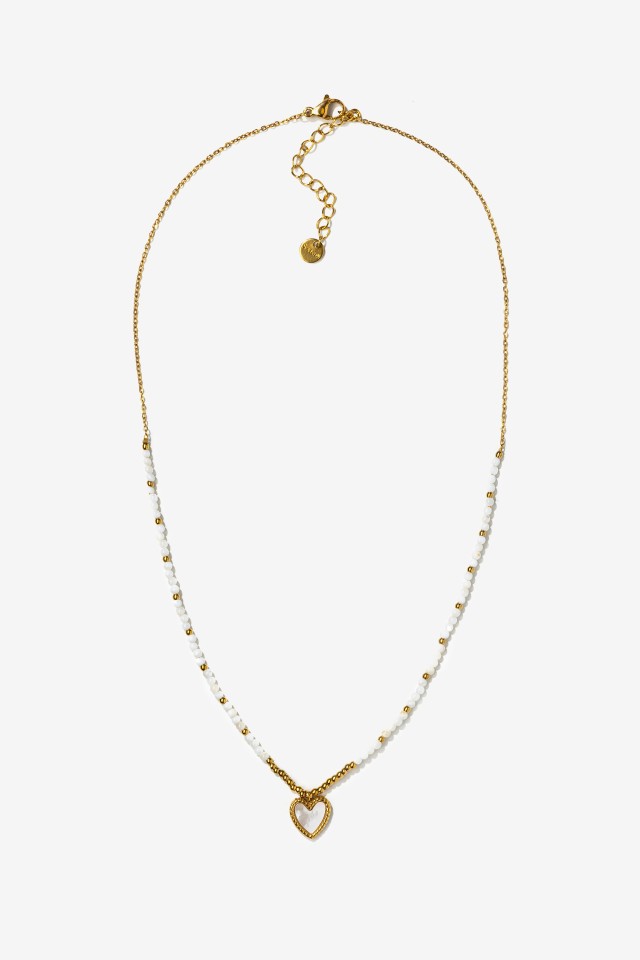 Gold Heart Bead Necklace