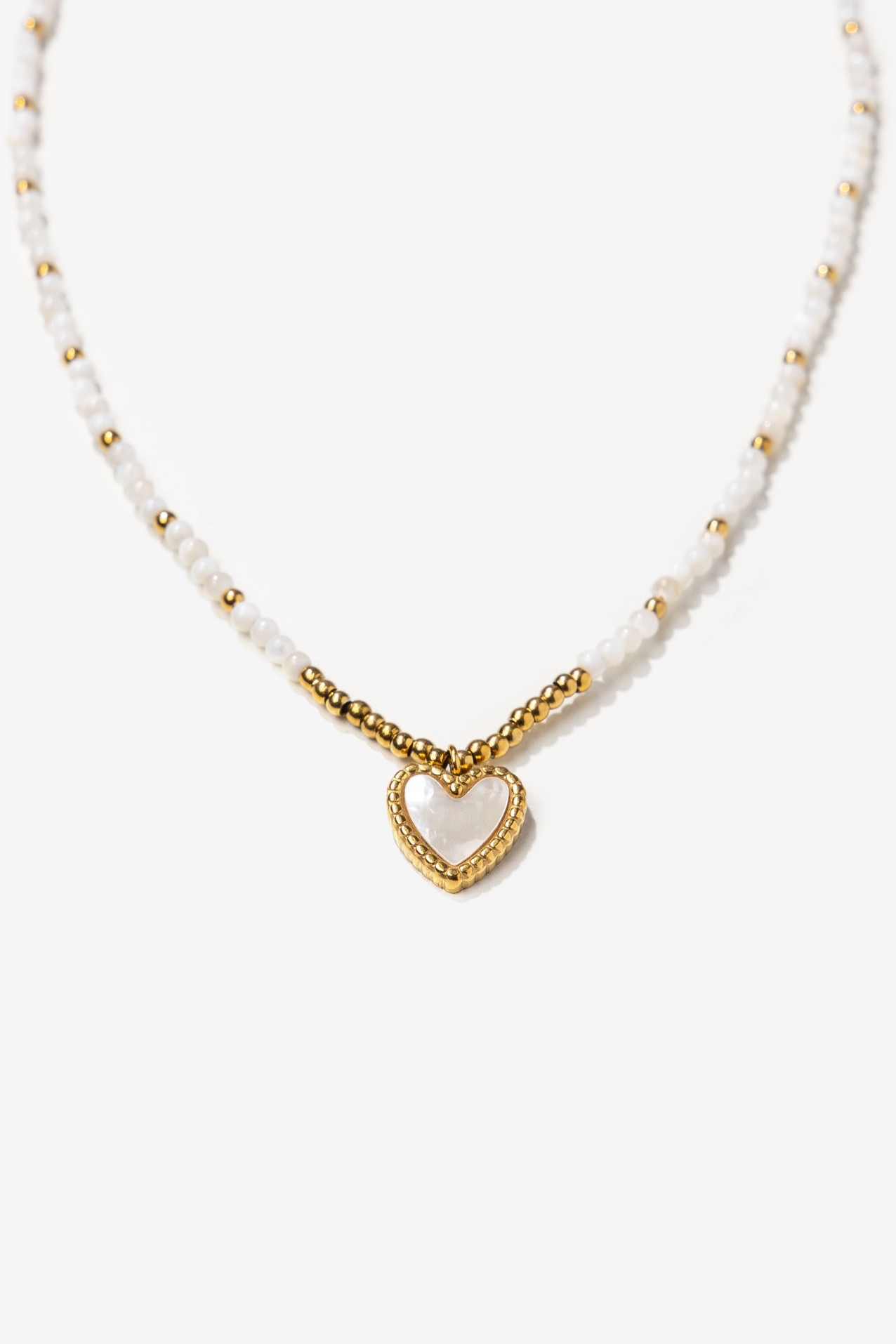 Gold Heart Bead Necklace
