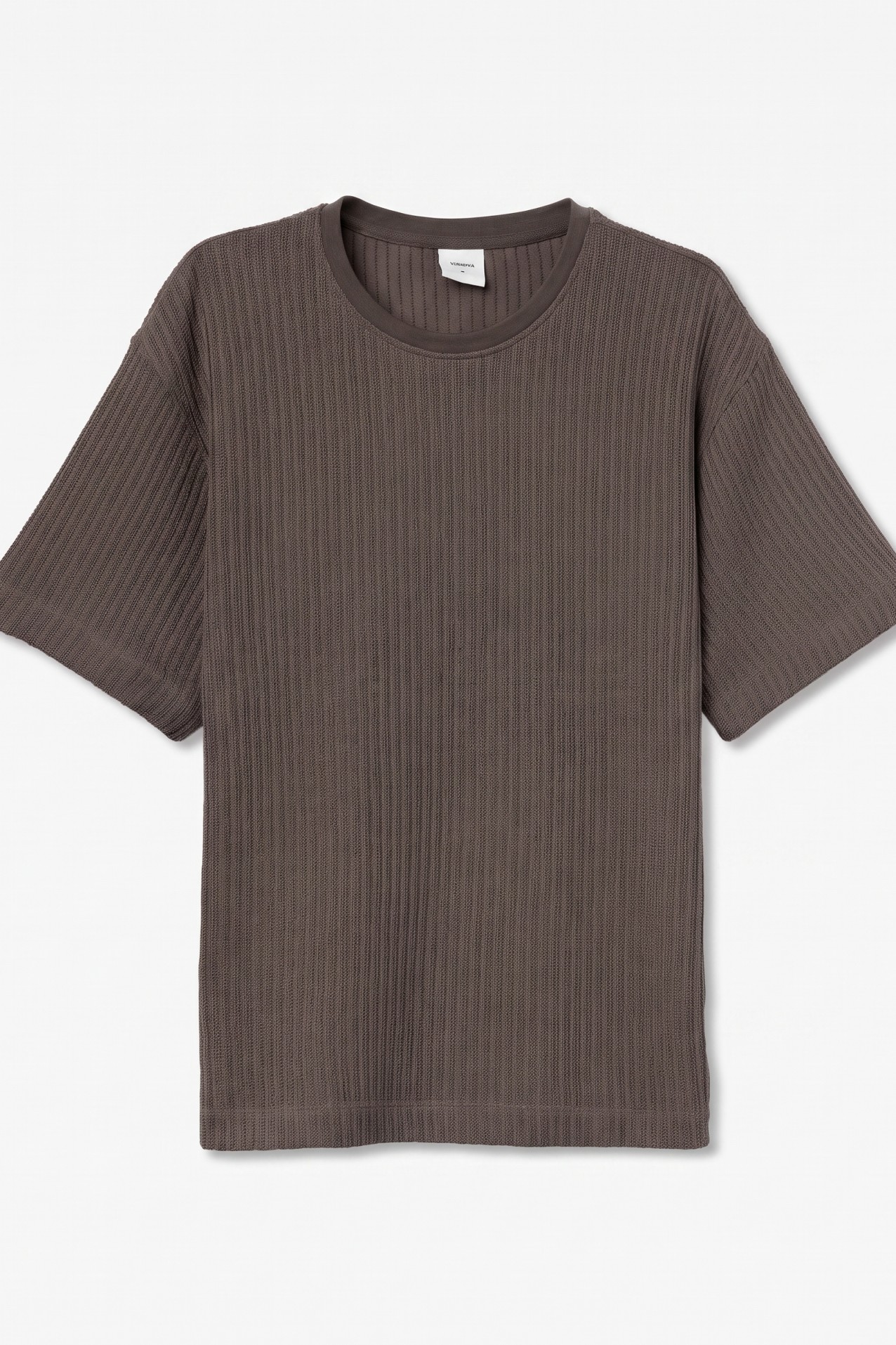 Relaxed Brown Ribbed T-shirt