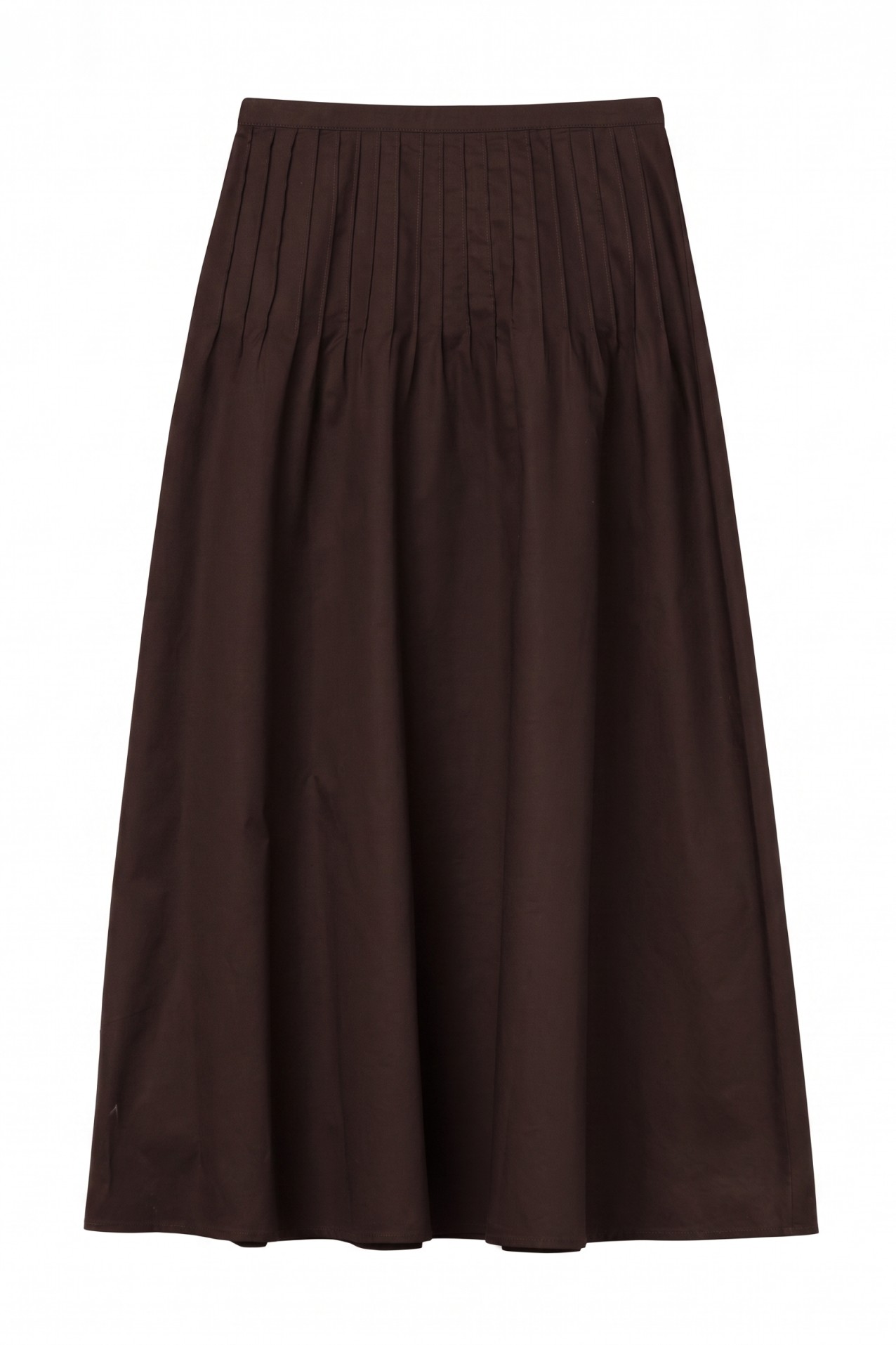 Brown Pleated Midi Skirt