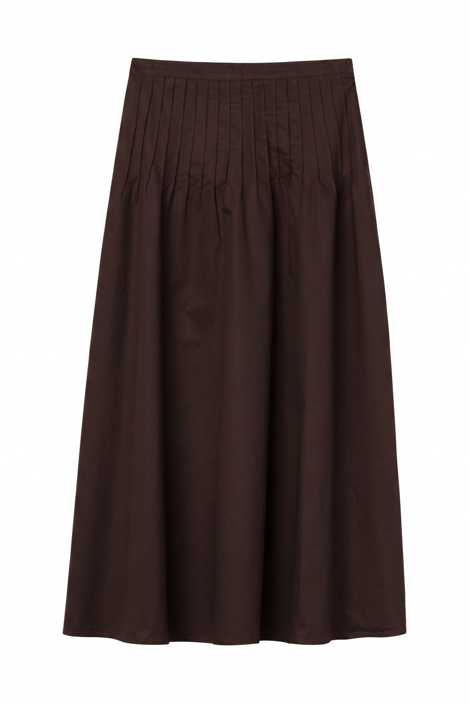 Brown Pleated Midi Skirt