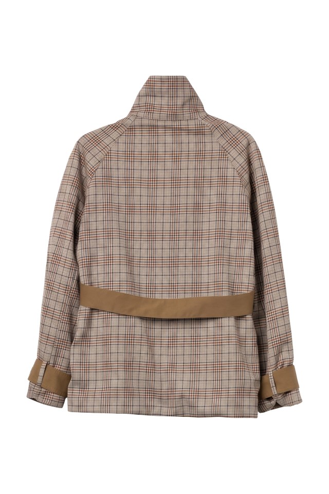 Beige Short Checked Jacket Beige Short Checked Jacket