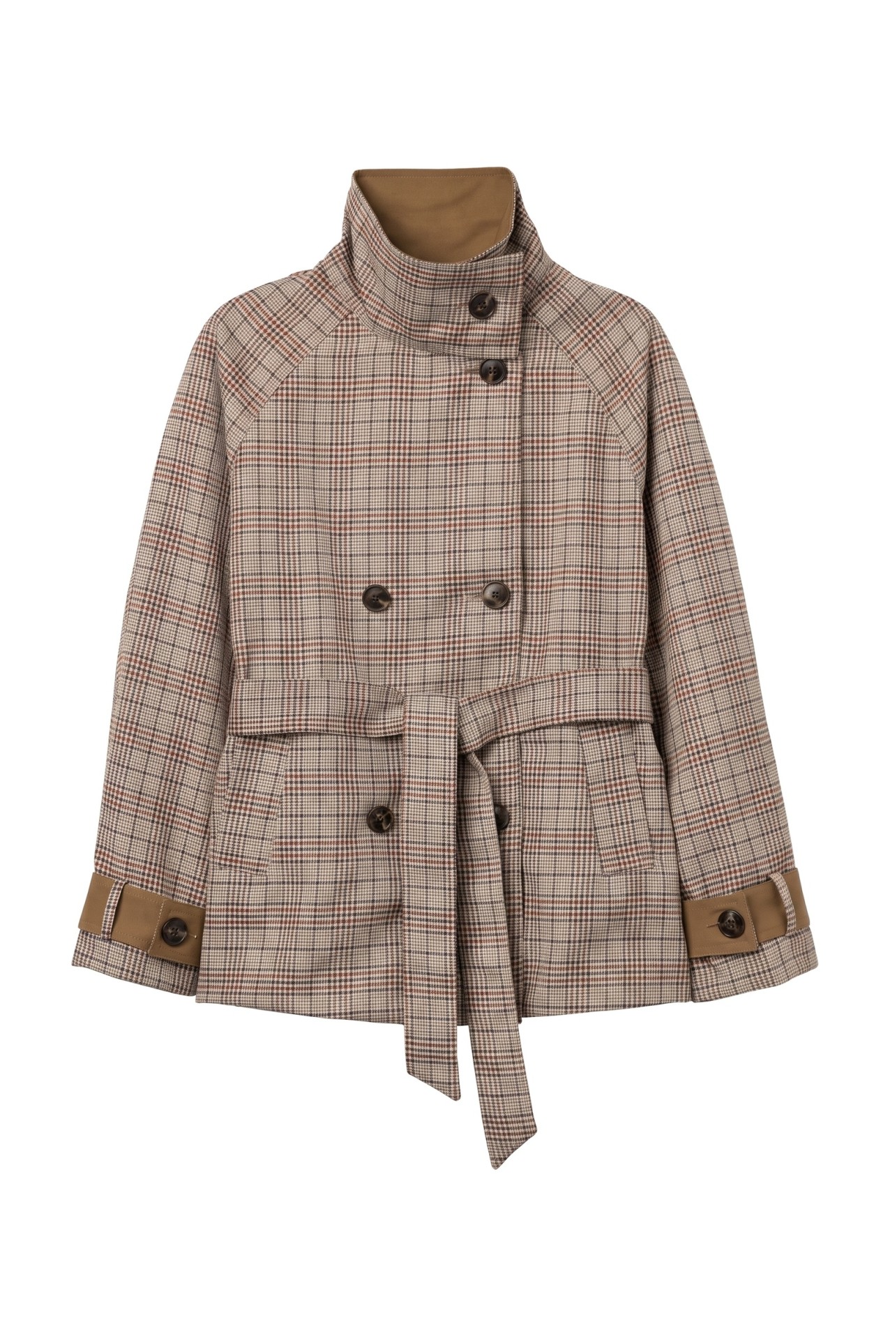 Beige Short Checked Jacket