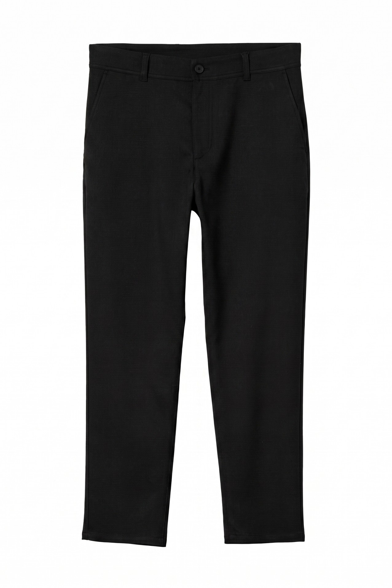Black Straight-Leg Chino Trousers
