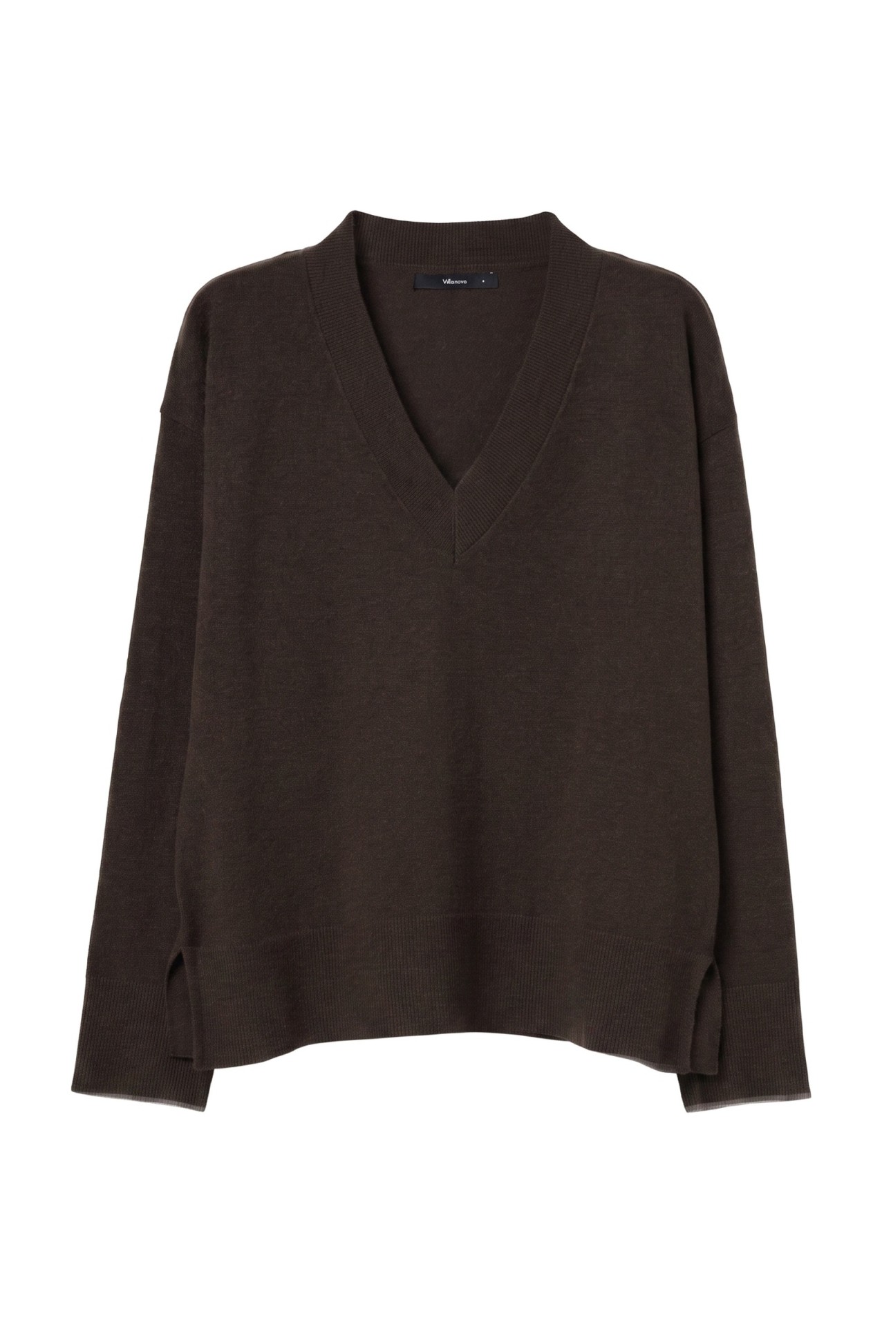 Brown Relaxed V-Neck Sweater