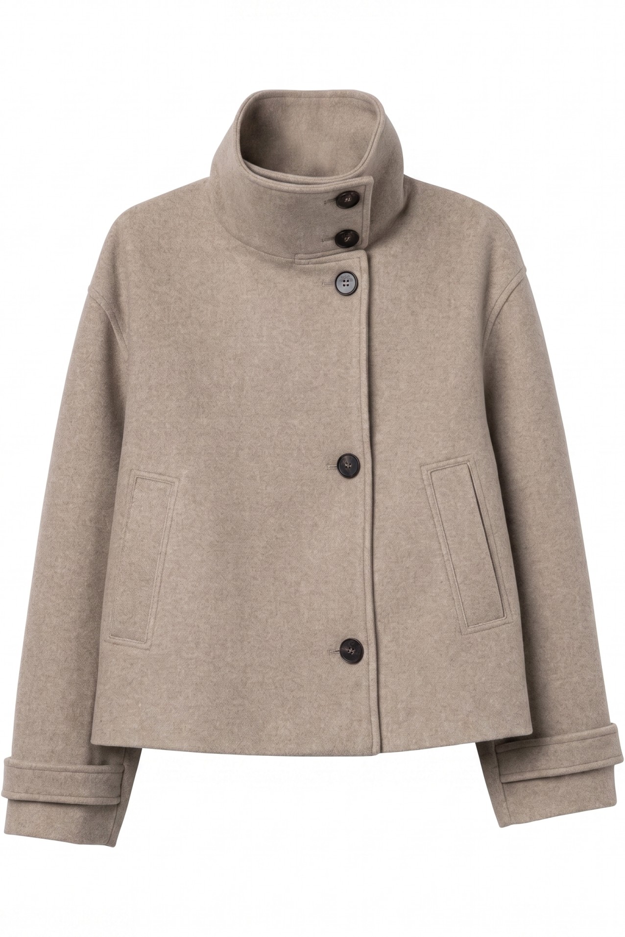 Beige Minimalist Short Jacket