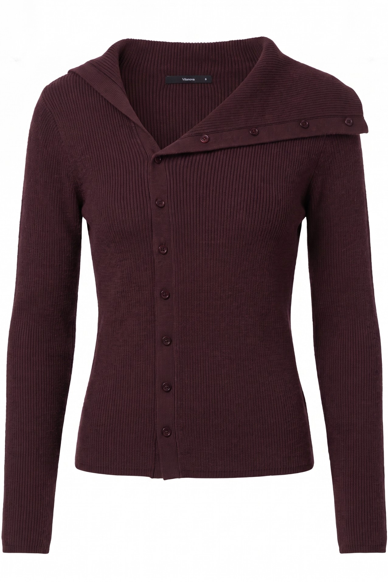 Burgundy Ribbed Knit Cardigan