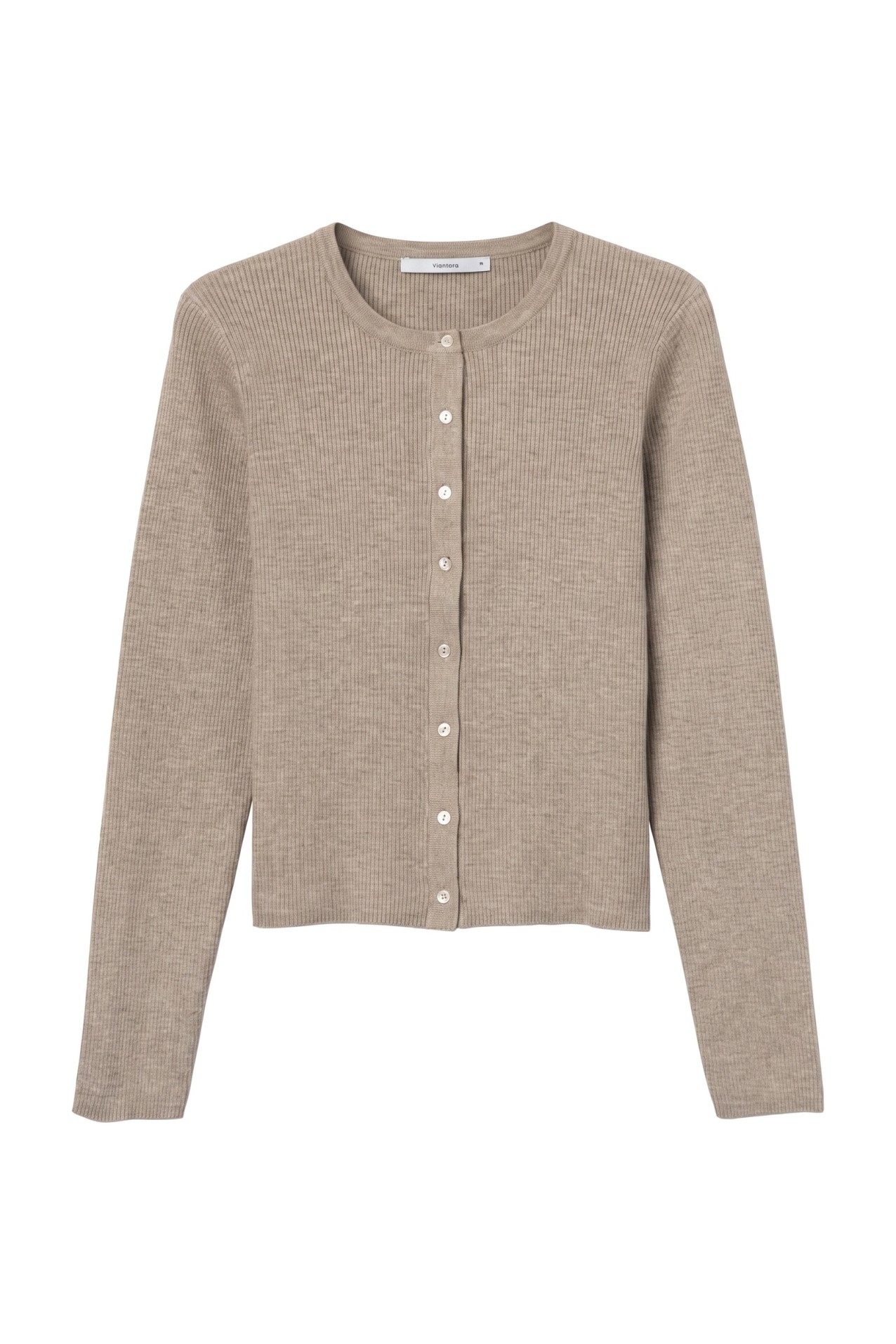 Cardigan slim tricotado bege