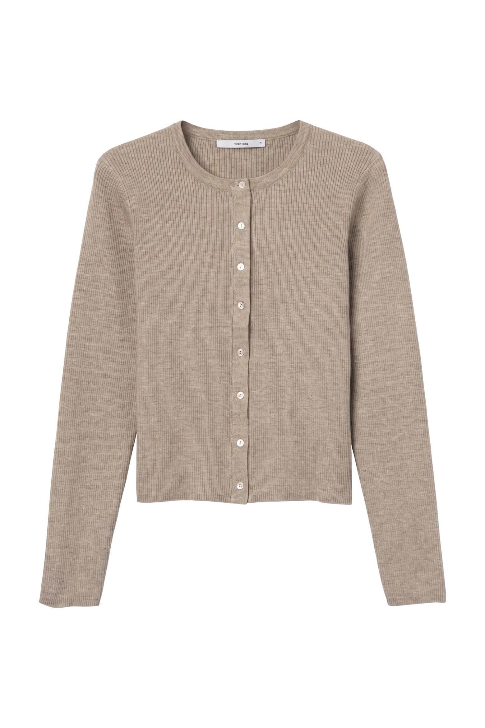 Beige Slim Ribbed Cardigan