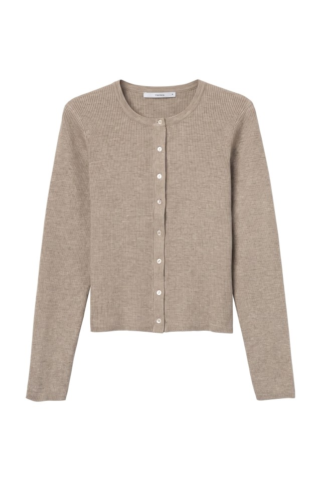 Beige Slim Ribbed Cardigan Beige Slim Ribbed Cardigan