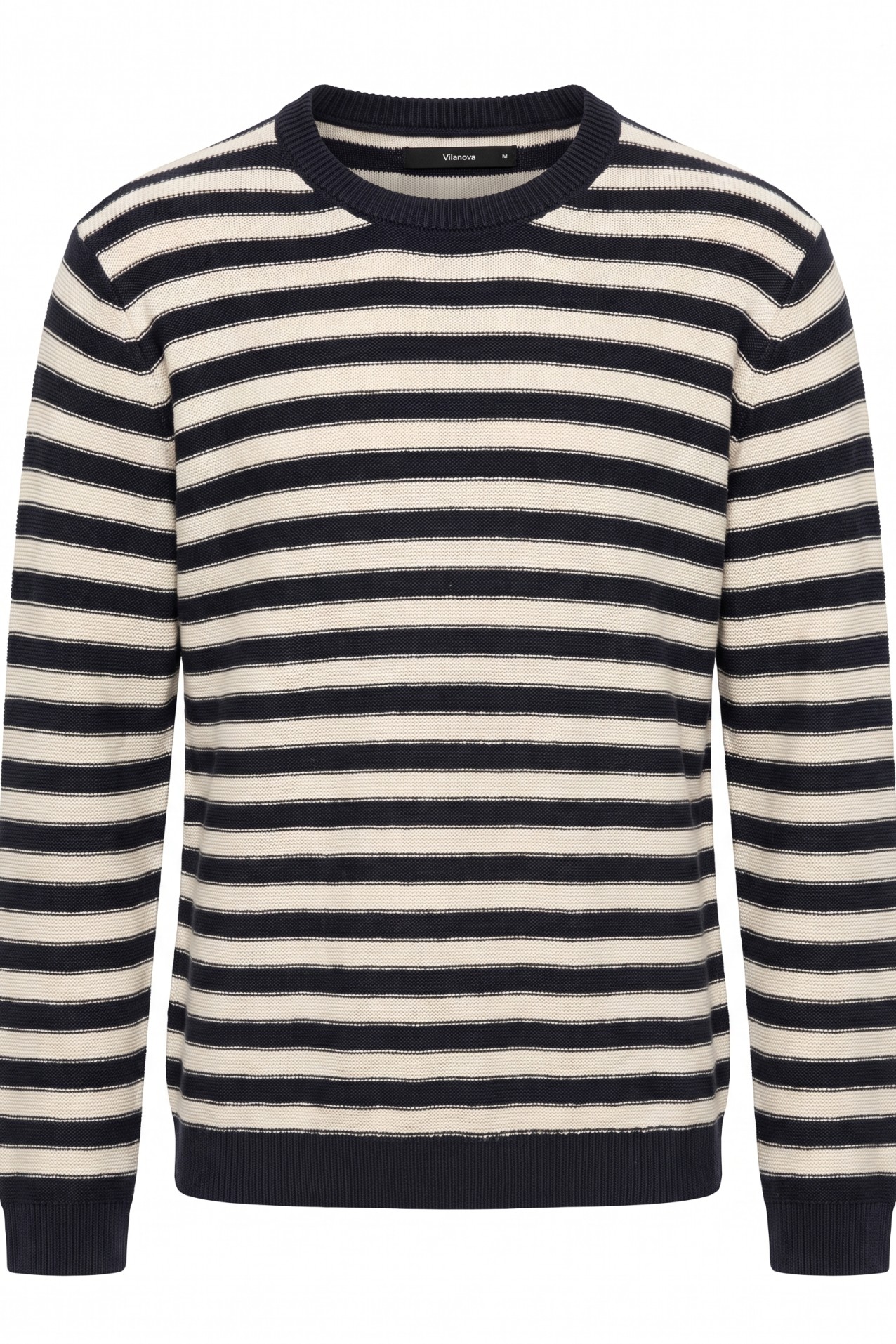 Navy Striped Knit Sweater