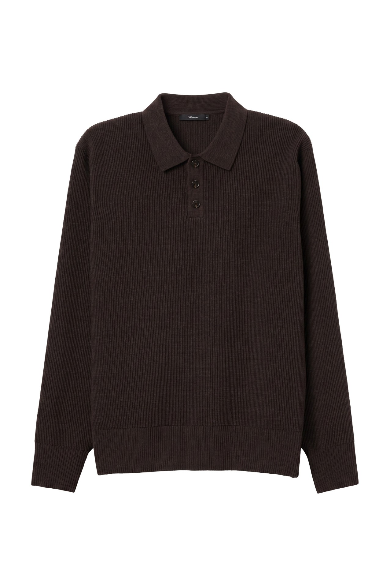 Brown Knit Polo Sweater