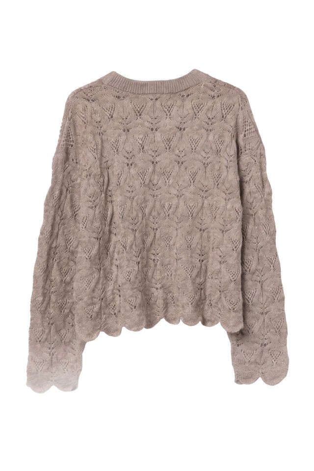 Beige Openwork Knit Sweater Beige Openwork Knit Sweater