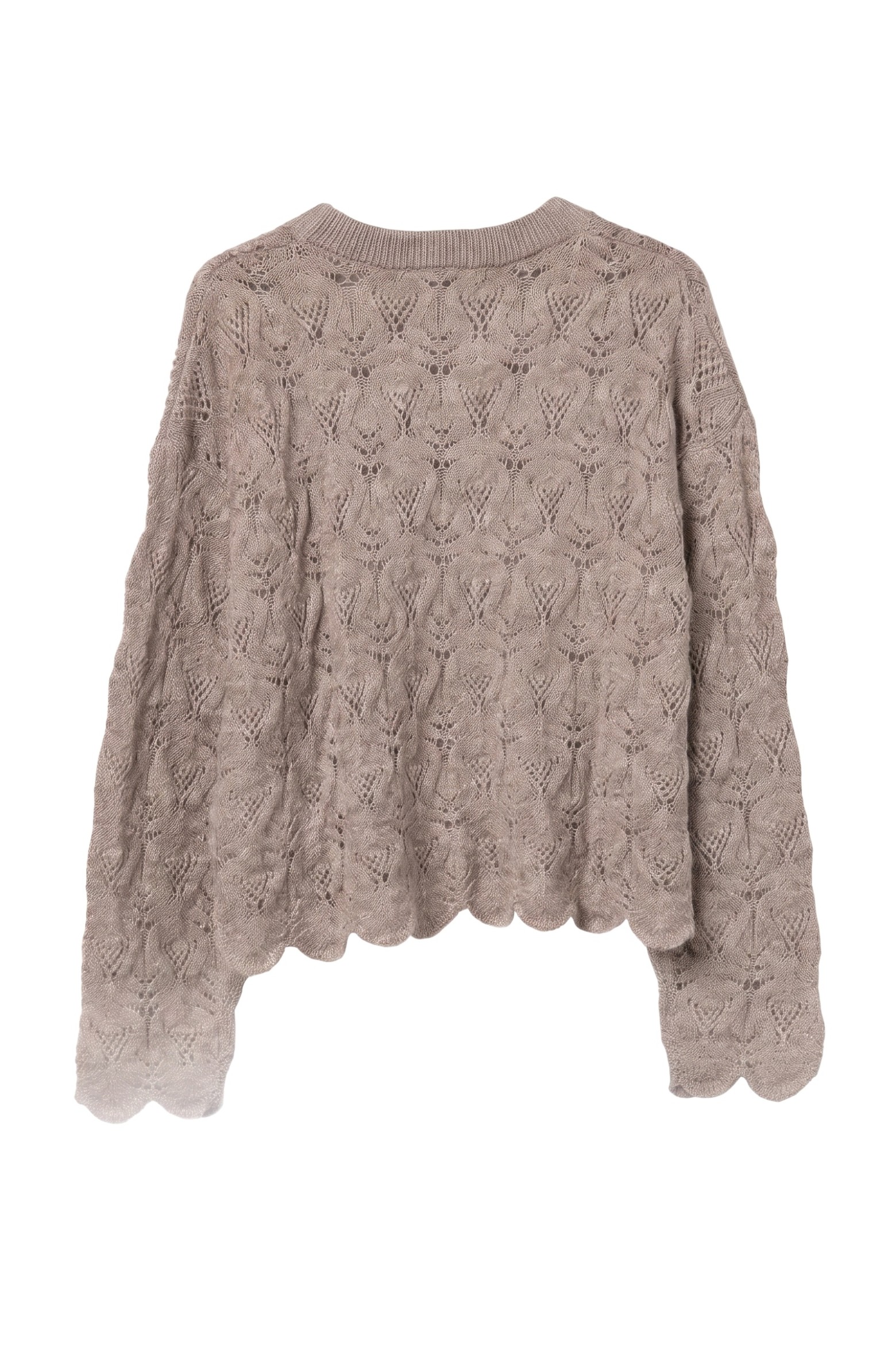 Beige Openwork Knit Sweater