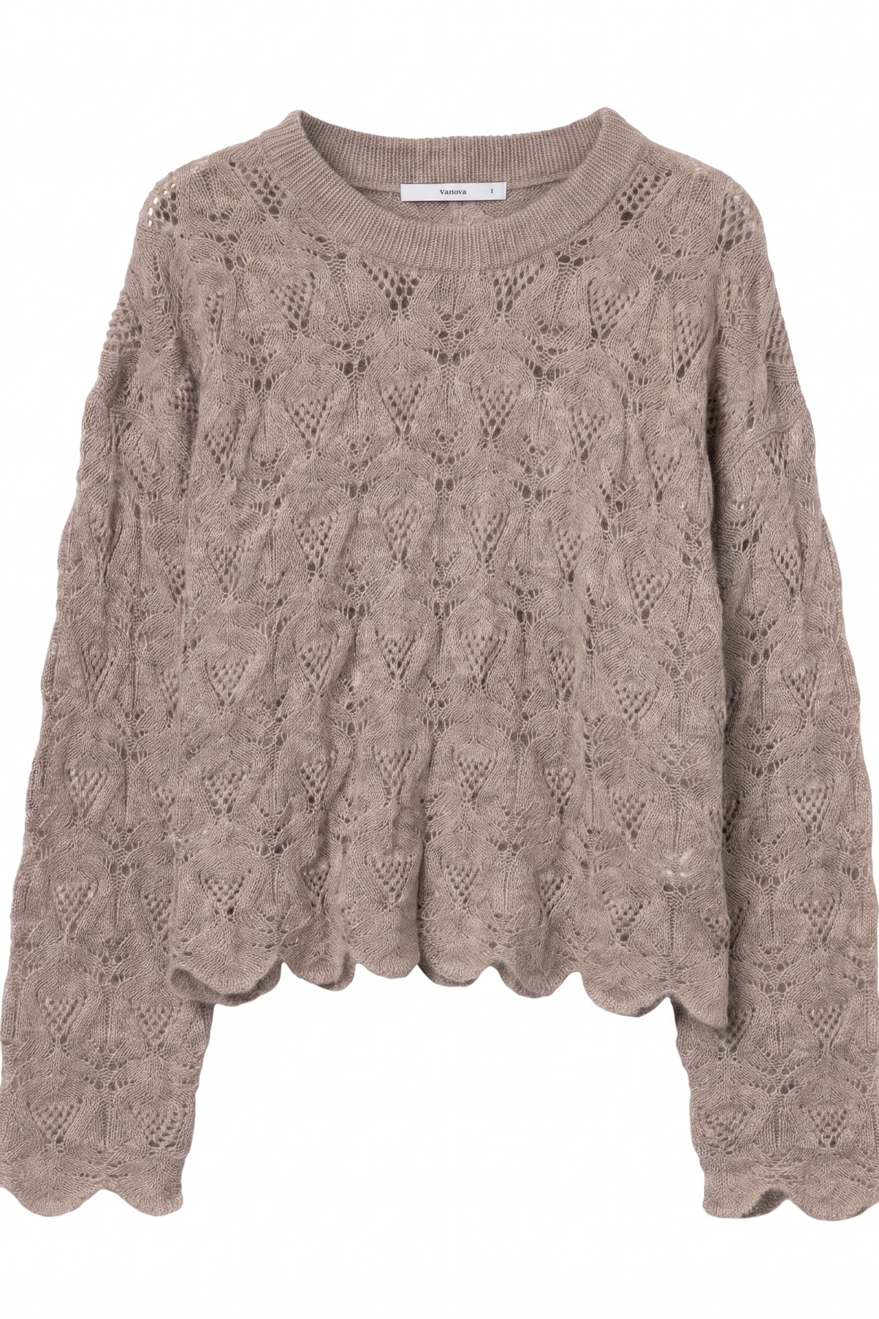 Beige Openwork Knit Sweater