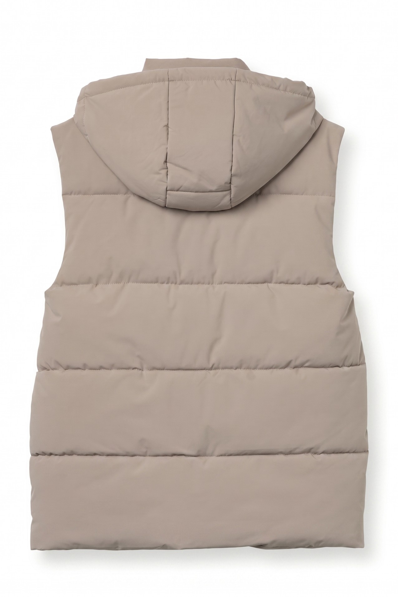 Beige Hooded Padded Vest