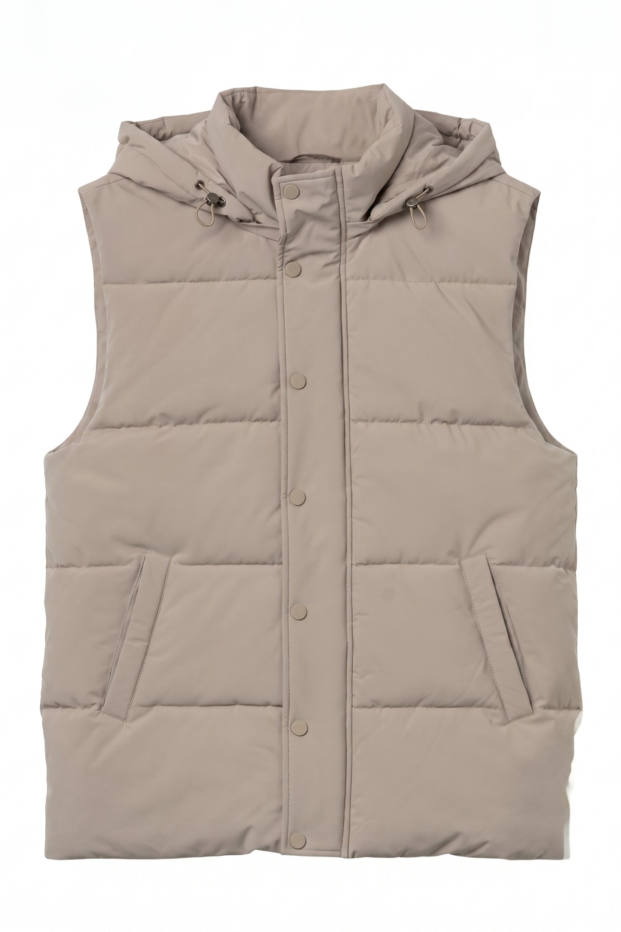 Beige Hooded Padded Vest