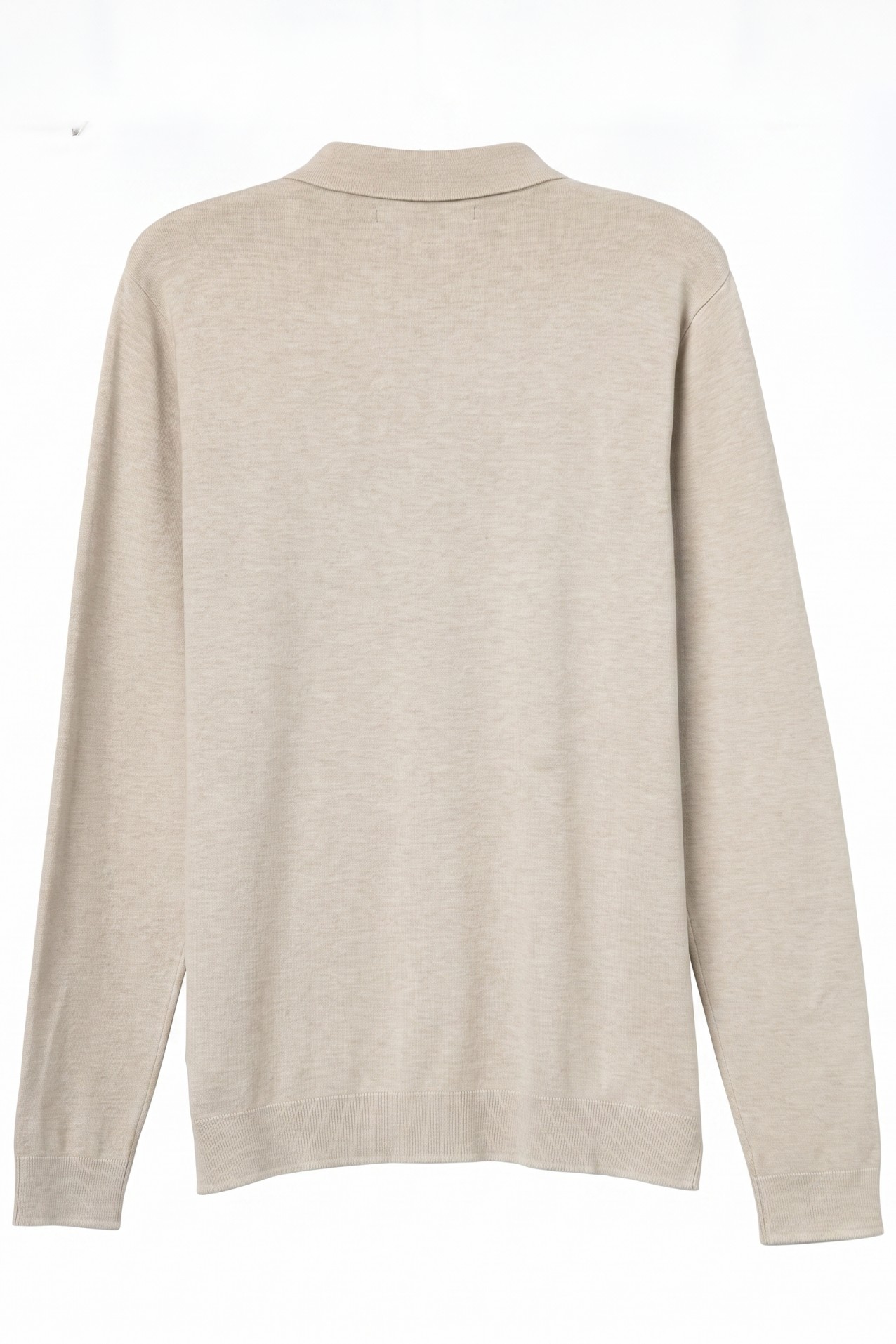Beige Knit Long Sleeve Polo