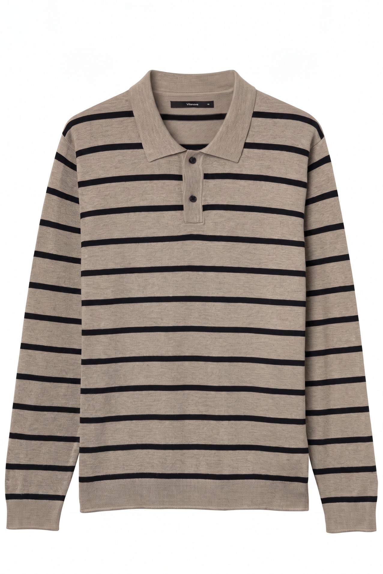Brown Striped Knit Polo