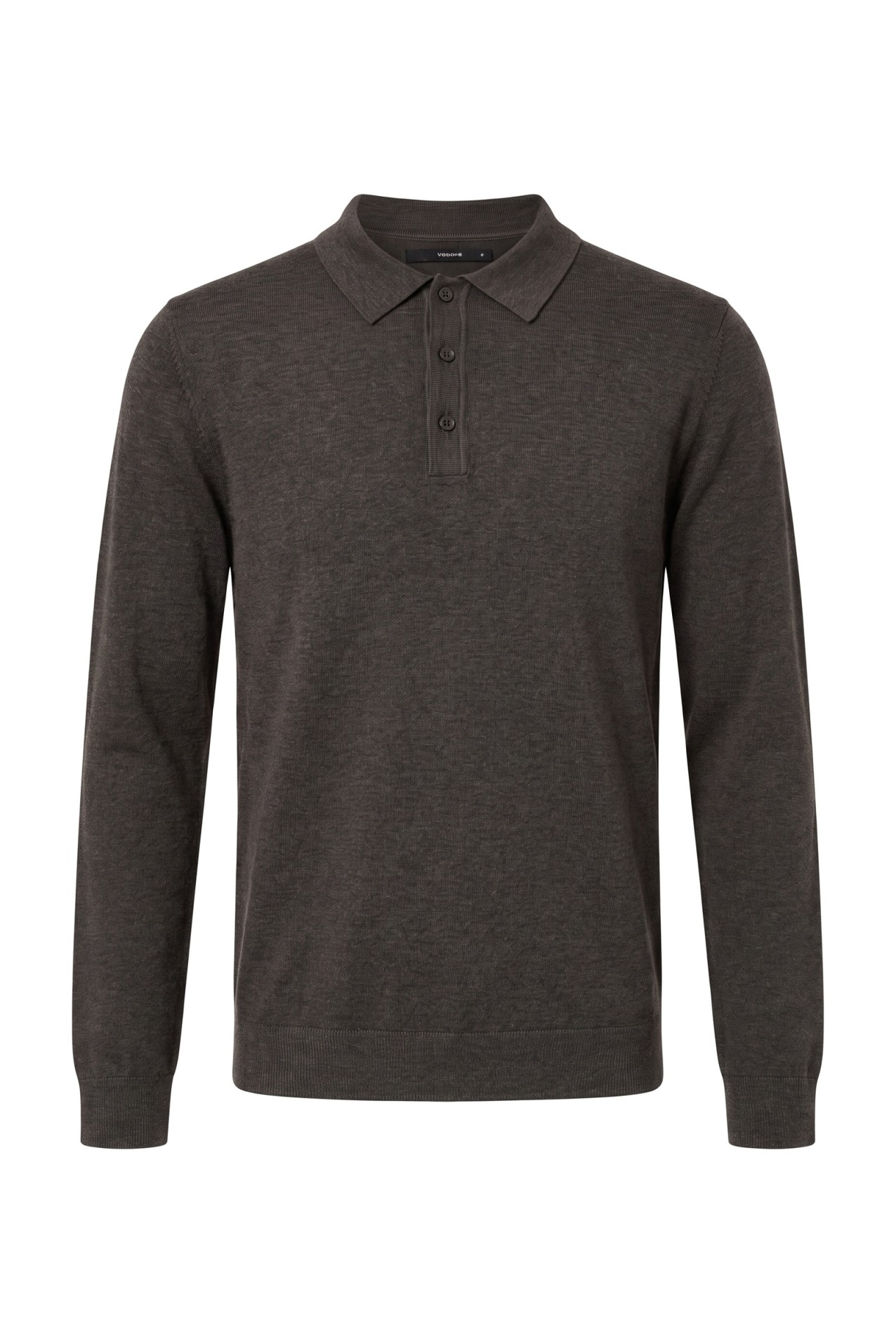 Brown Long-Sleeve Knit Polo