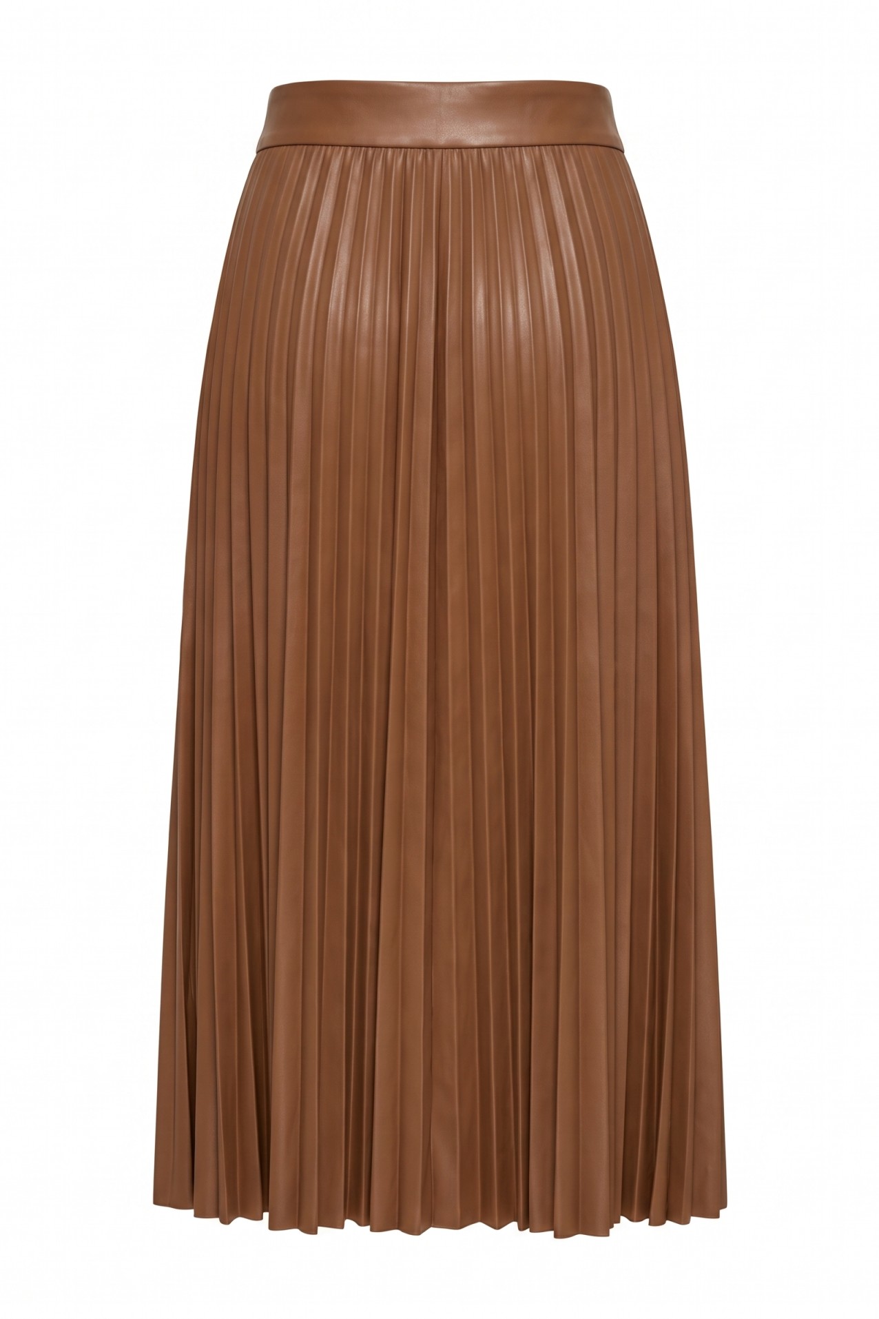 Brown Pleated Midi Skirt
