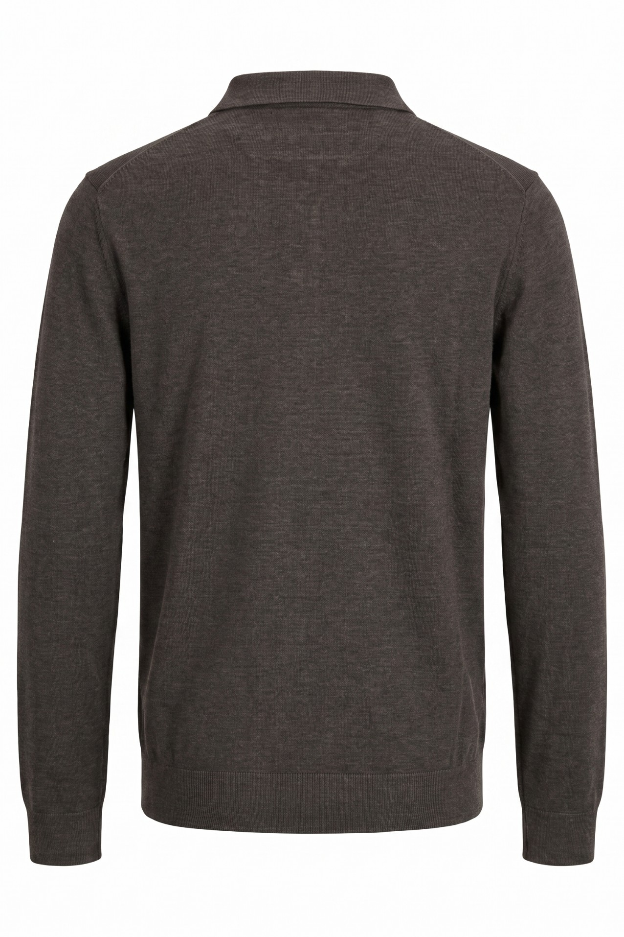 Brown Long-Sleeve Knit Polo