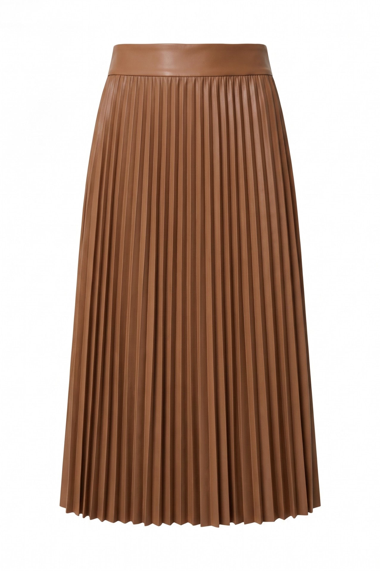 Brown Pleated Midi Skirt