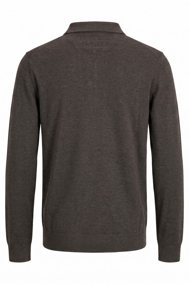 Brown Long-Sleeve Knit Polo Brown Long-Sleeve Knit Polo