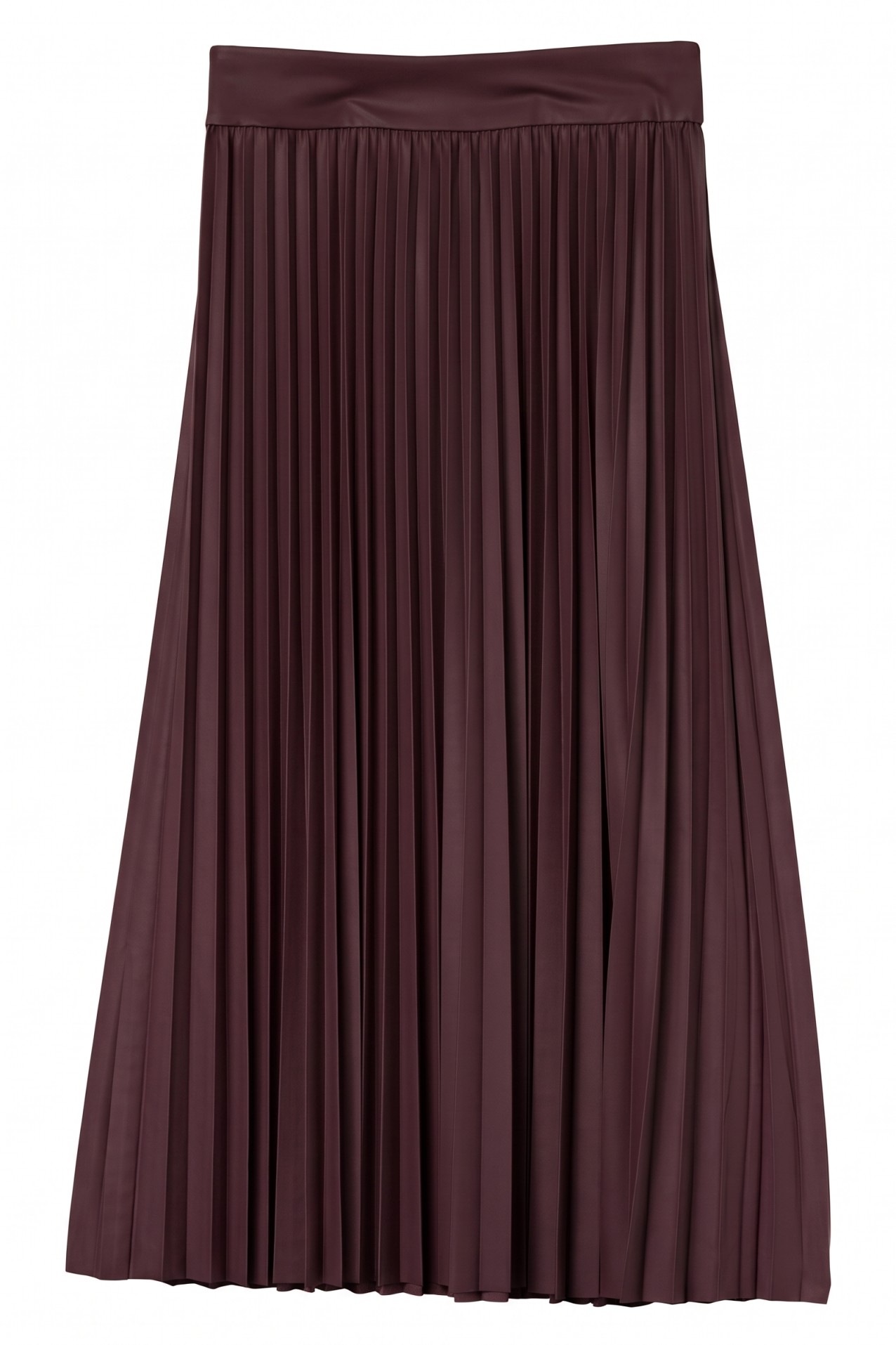 Burgundy Pleated Midi Skirt