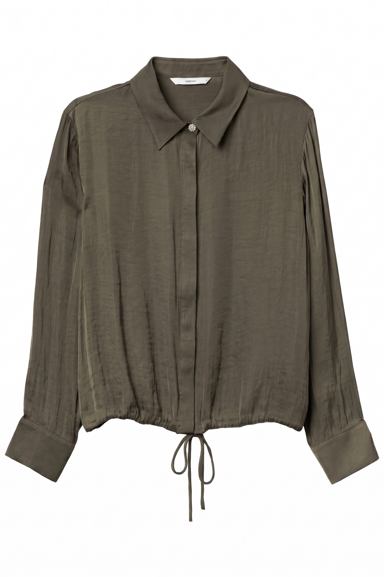 Olive Drawstring Hem Shirt