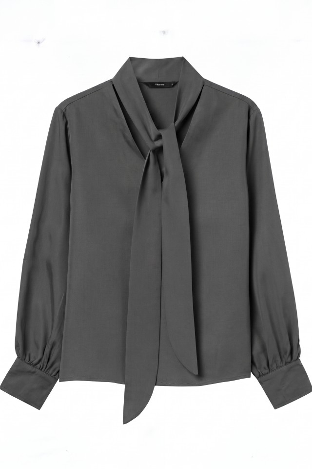 Grey Tie-Neck Blouse Grey Tie-Neck Blouse