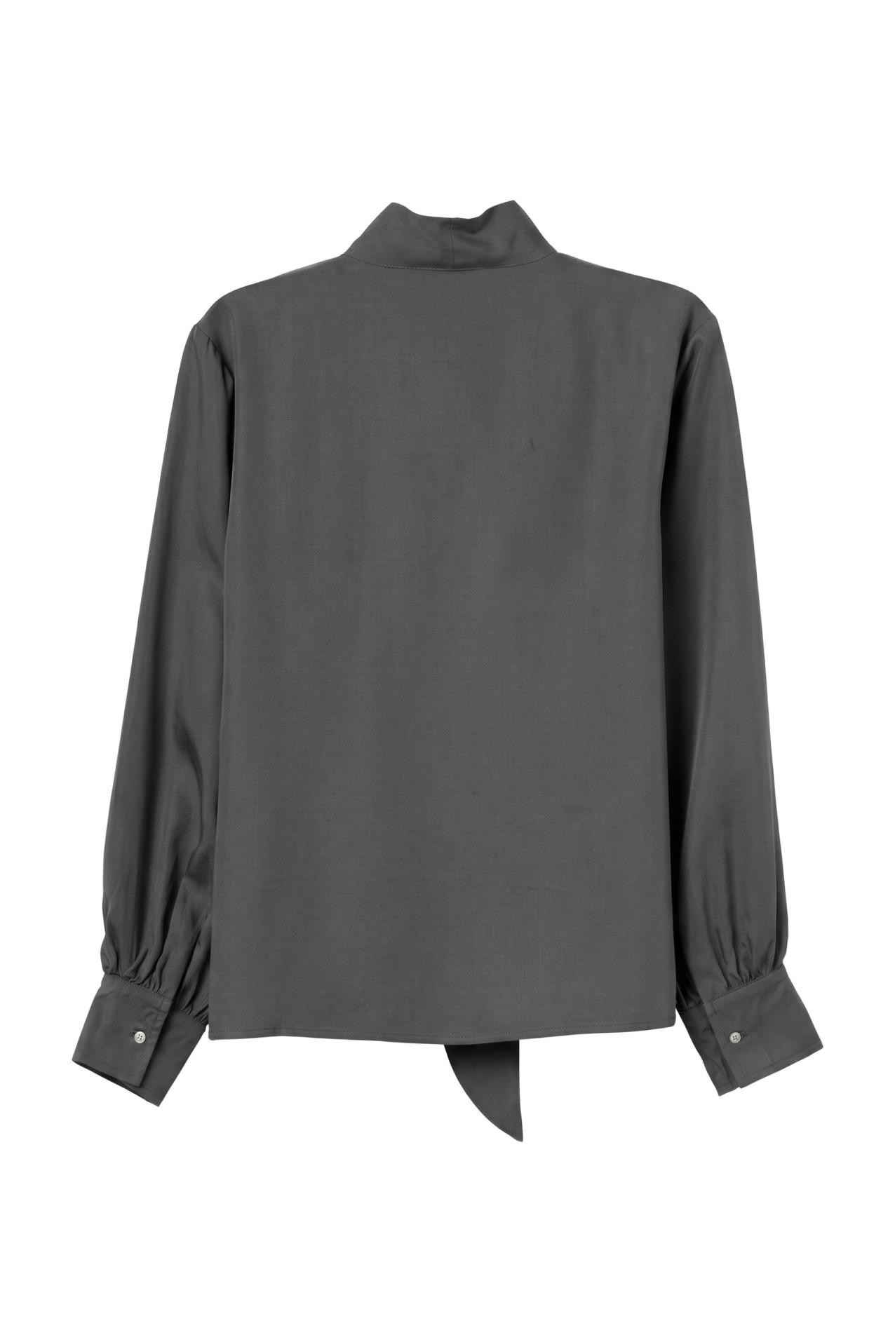 Grey Tie-Neck Blouse