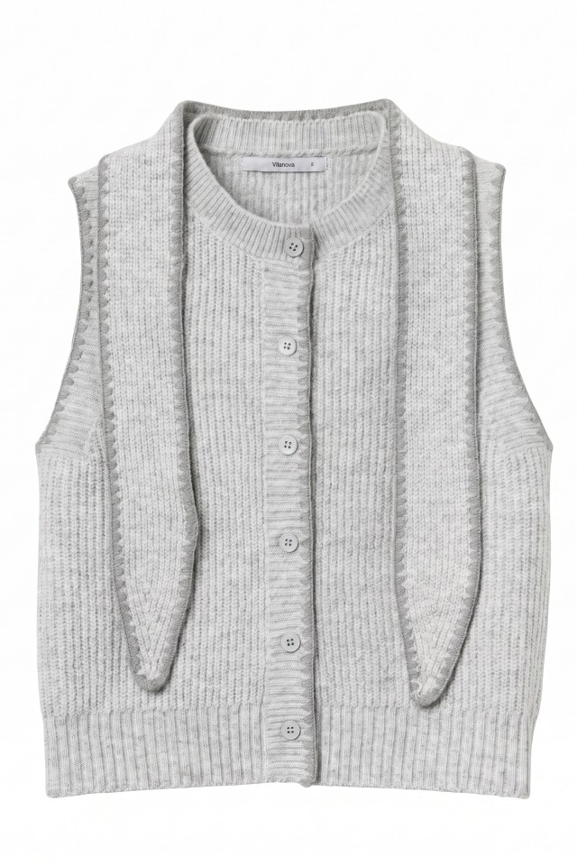Grey Knitted Button-Up Vest Grey Knitted Button-Up Vest