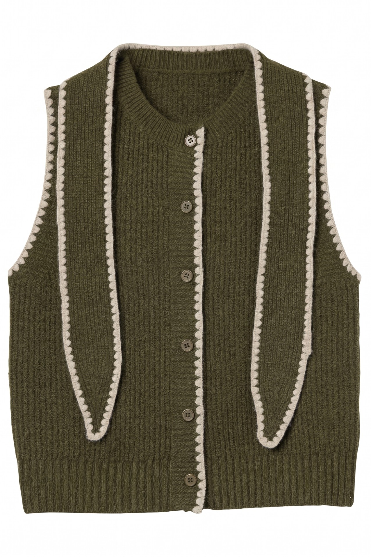 Olive Green Knitted Vest
