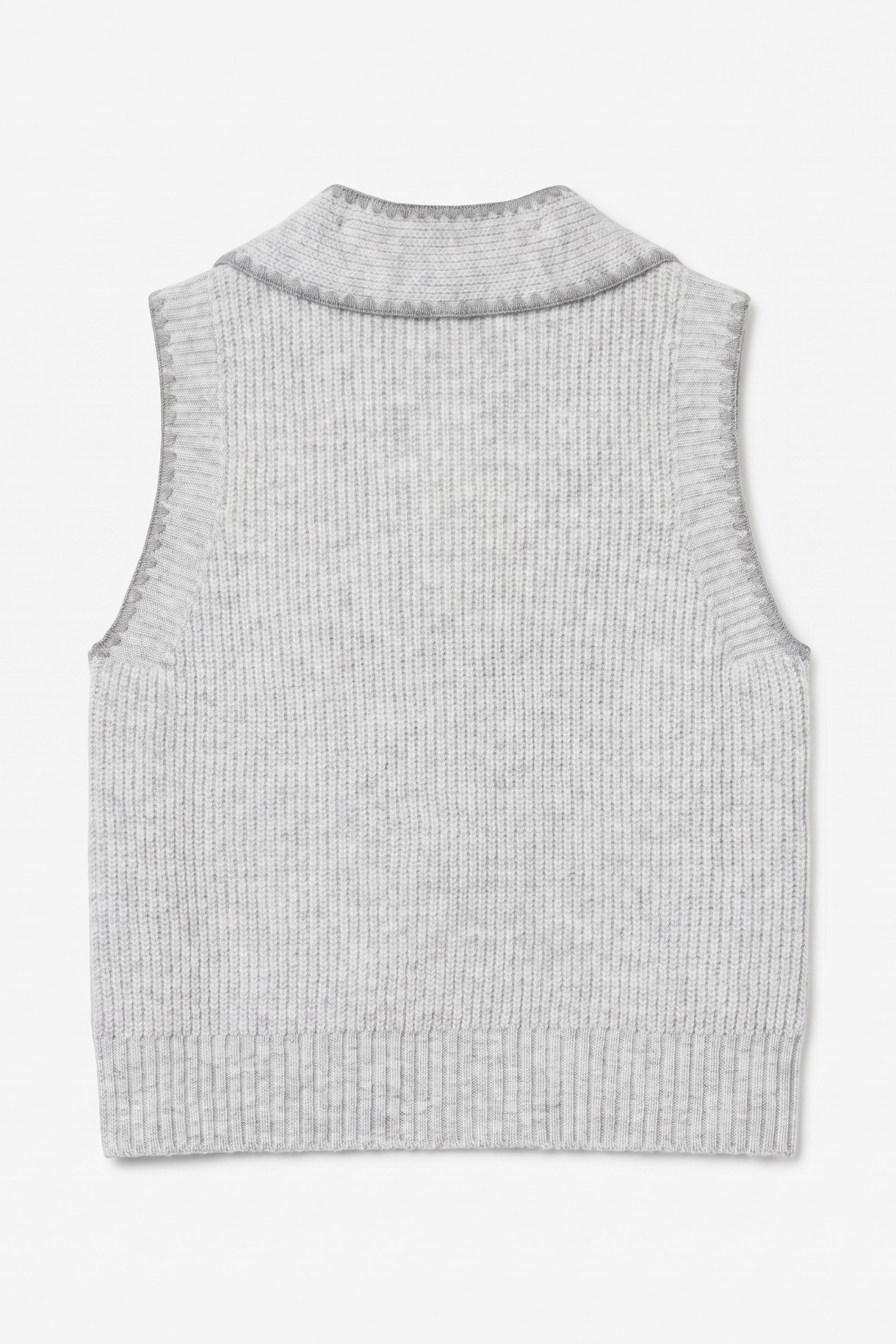 Grey Knitted Button-Up Vest