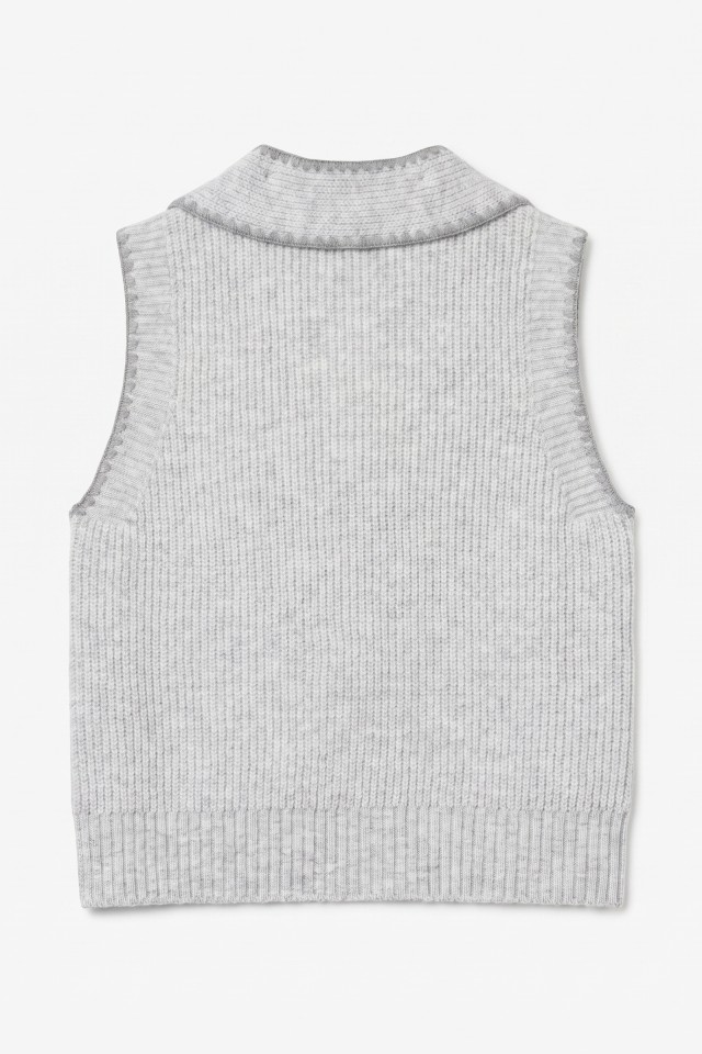 Grey Knitted Button-Up Vest Grey Knitted Button-Up Vest