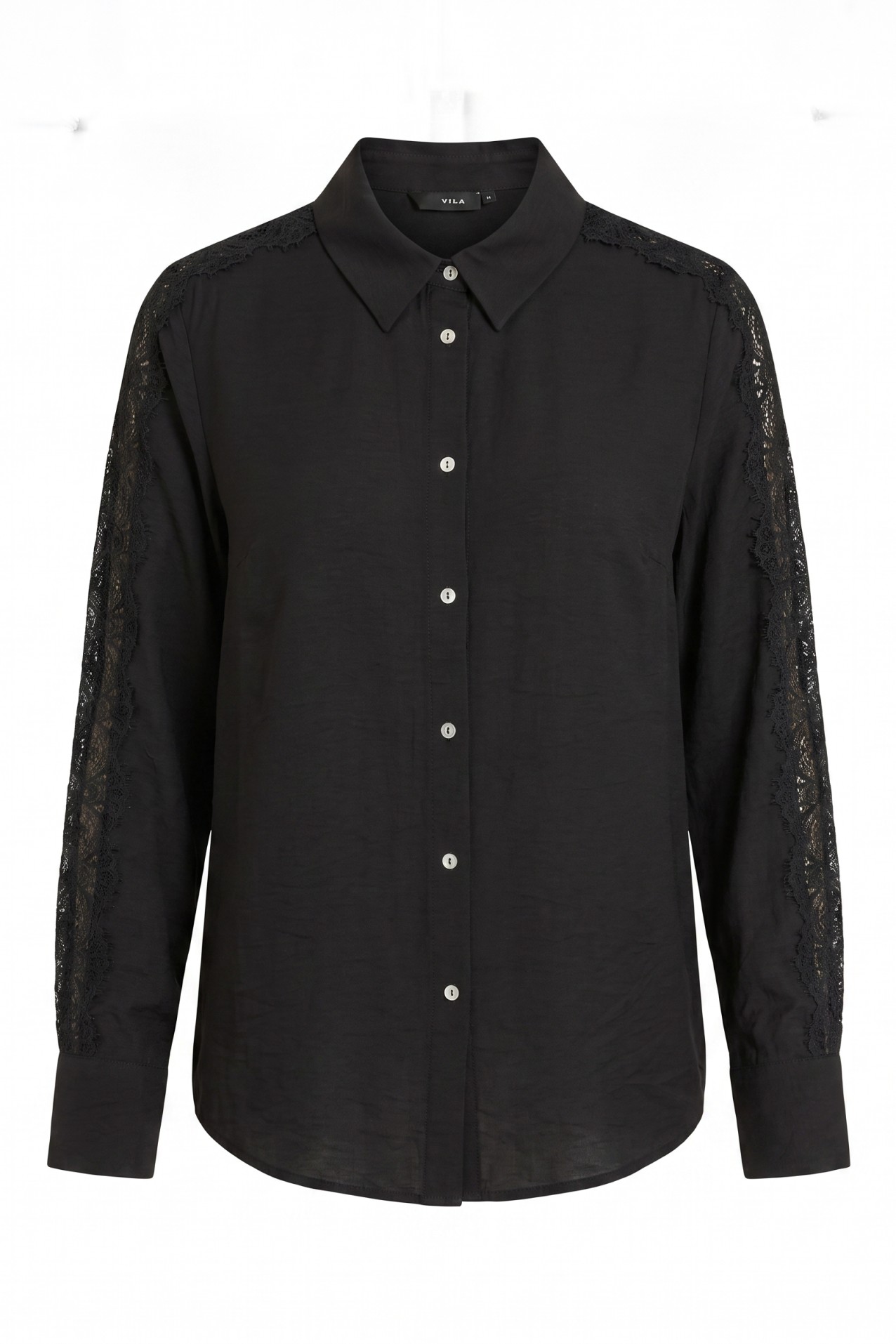 Black Long-Sleeve Lace Shirt