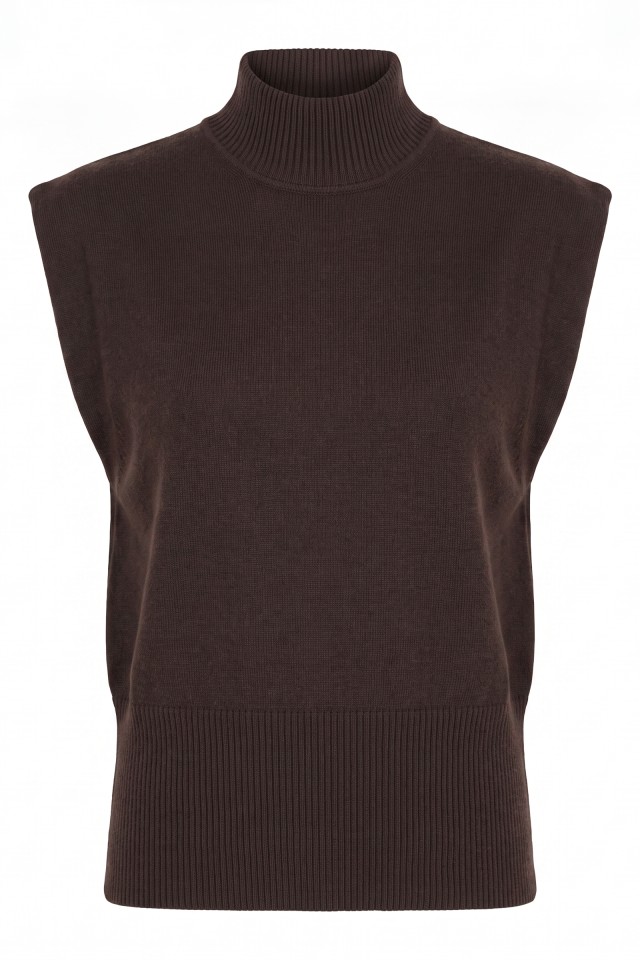 Brown Knitted Sleeveless Vest Brown Knitted Sleeveless Vest