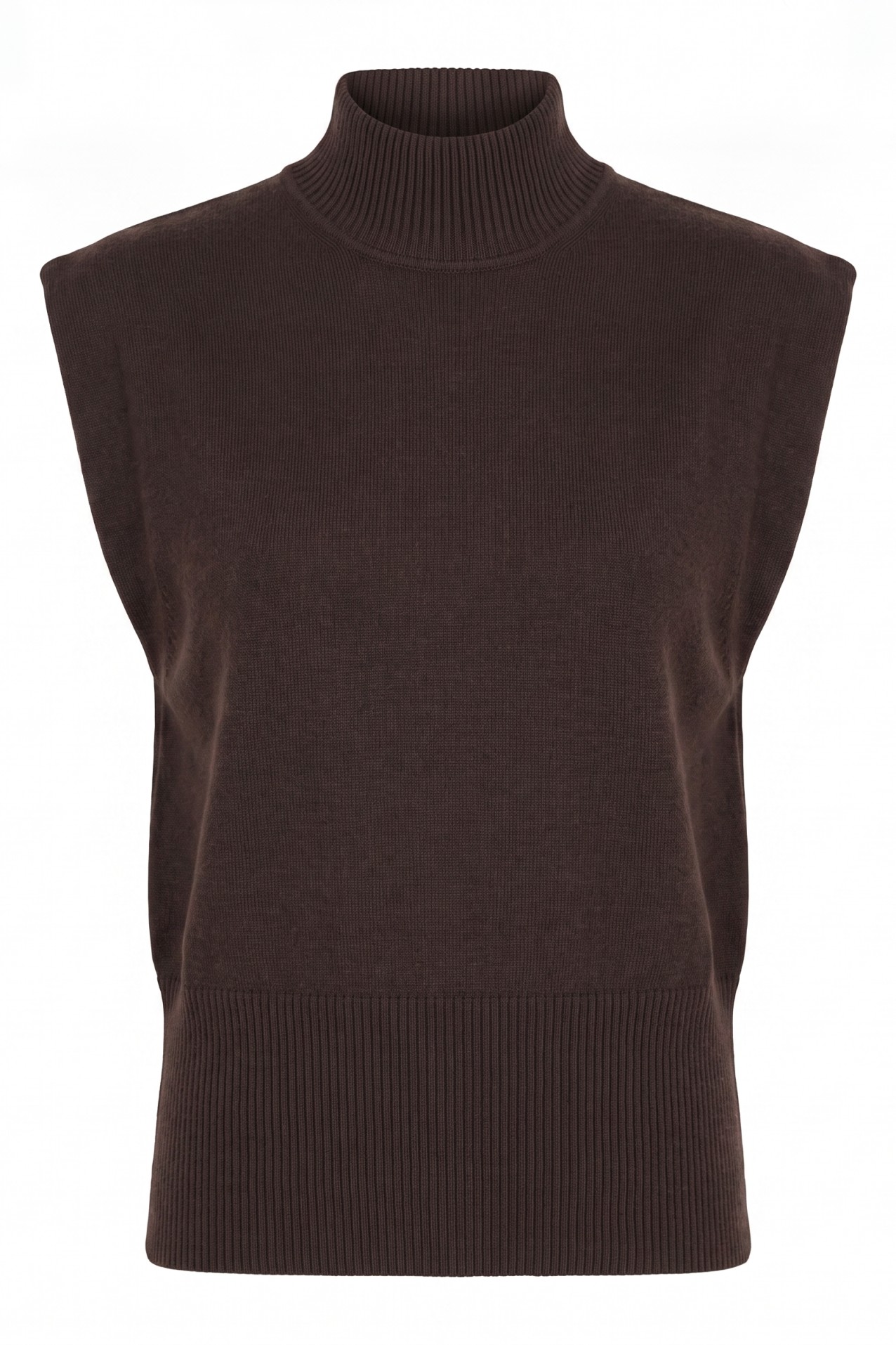 Brown Knitted Sleeveless Vest