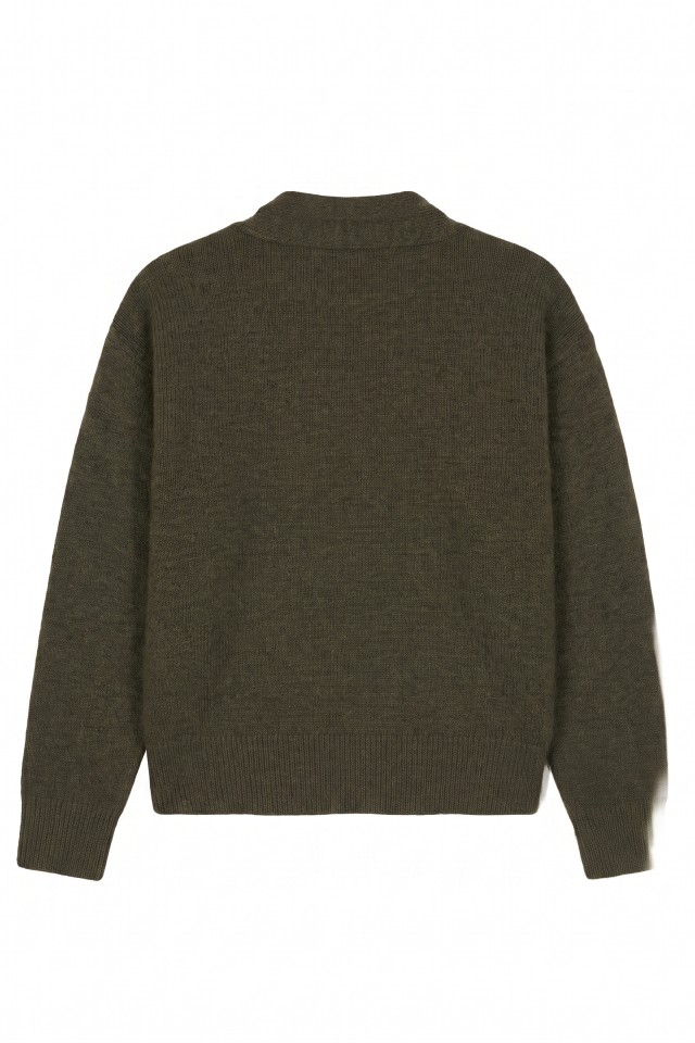 Olive Tie-Neck Knit Sweater Olive Tie-Neck Knit Sweater