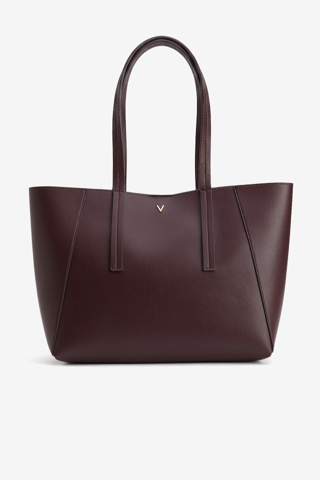 Wide Burgundy Shoulder Tote