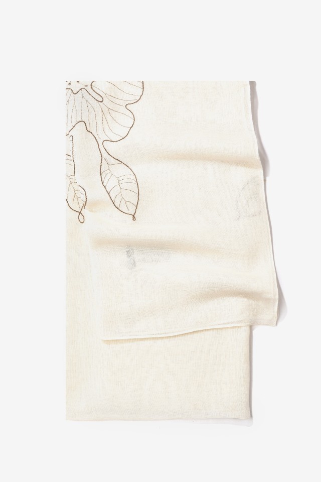 Beige Scarf Floral Detail