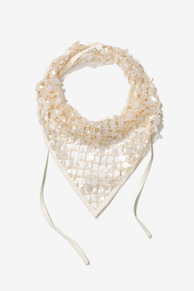 Beige net effect scarf