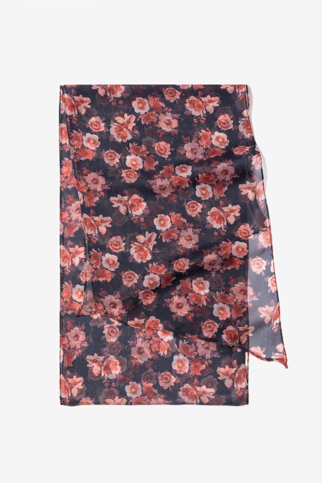 Blue Floral Lightweight Scarf
