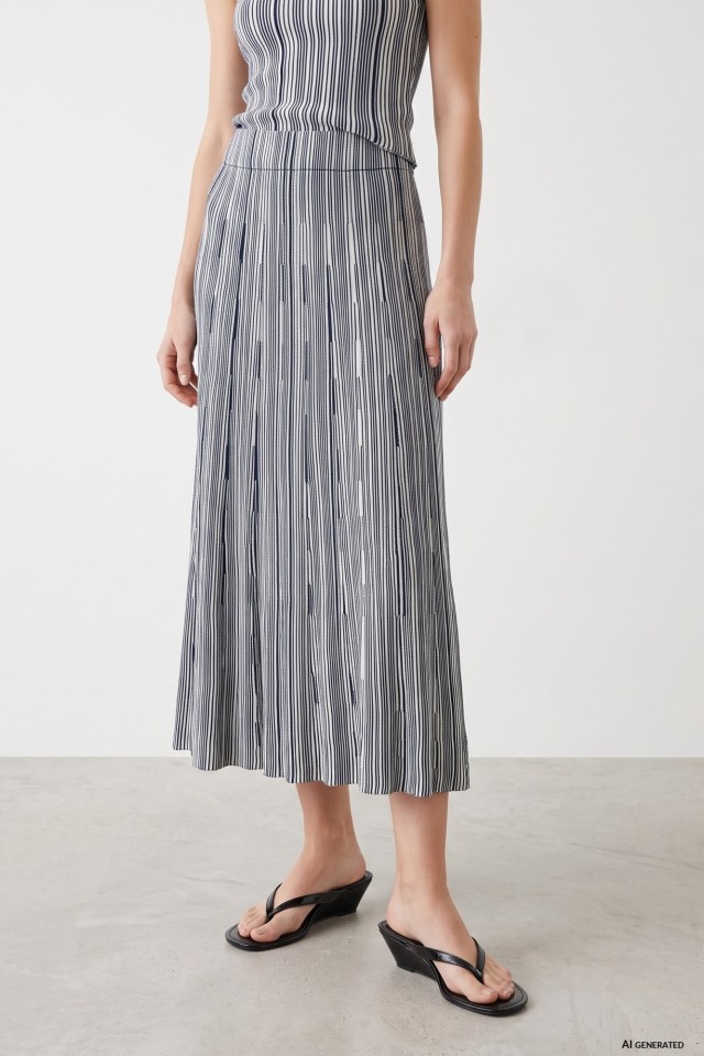 Blue Pleated Midi Skirt Blue Pleated Midi Skirt