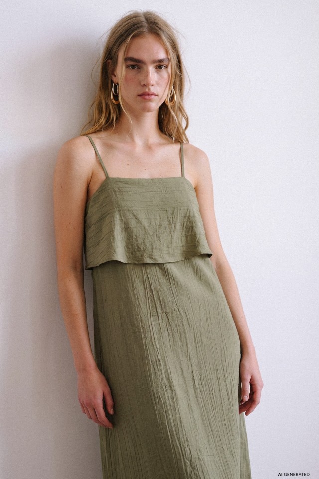 Vestido verde minimal largo