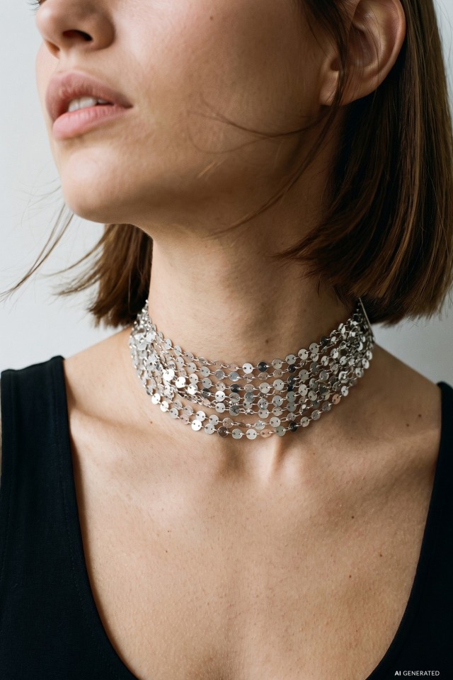 Chunky Silver Beaded Necklace Chunky Silver Beaded Necklace
