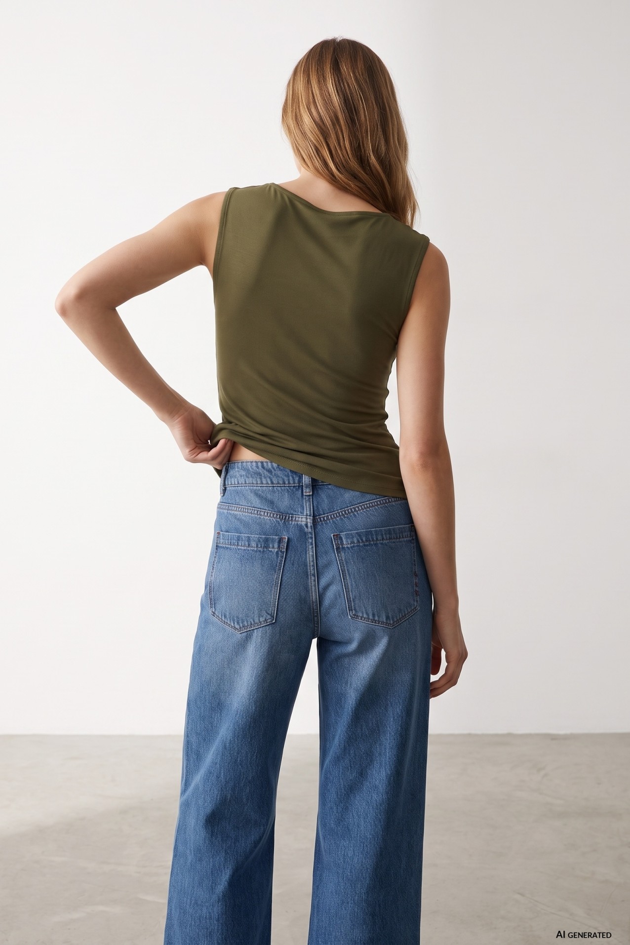 Camiseta slim verde drapeada
