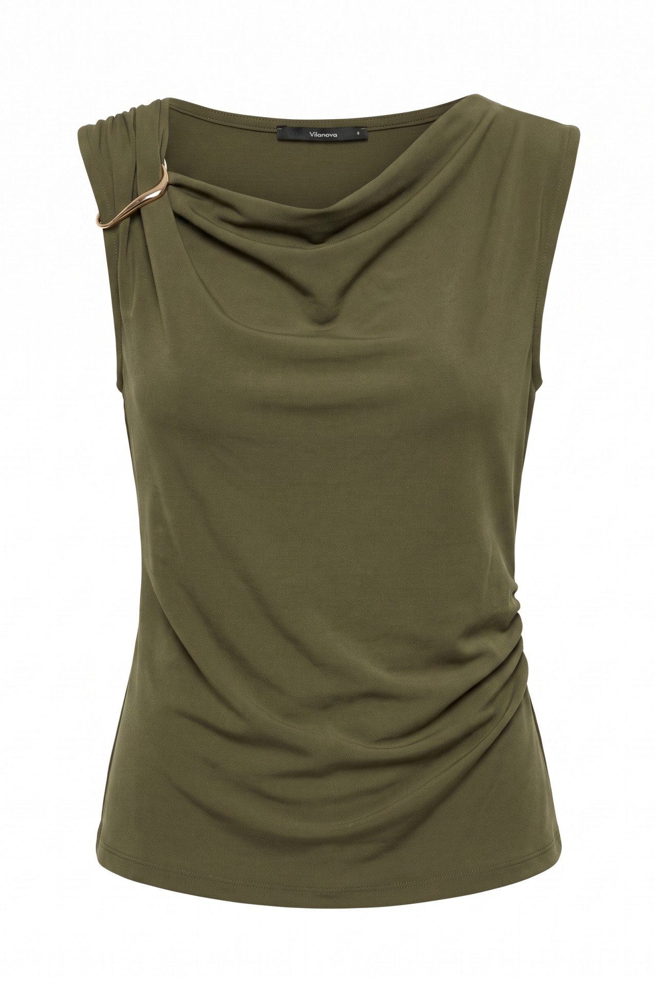Camiseta slim verde drapeada