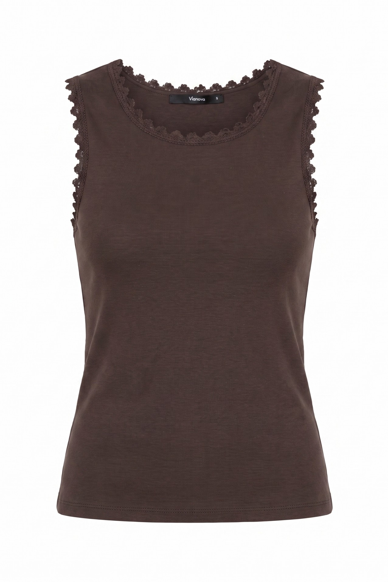 Slim Brown Sleeveless T-shirt